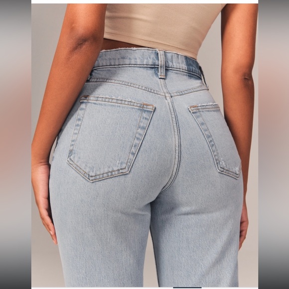 ABERCROMBIE Curve Love High Rise Split Hem Seamed Jeans NWT - Picture 6 of 16